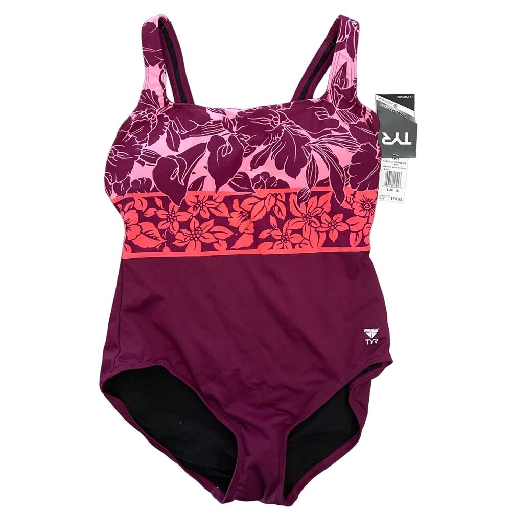 TYR Women Narciso Aqua ControlFit One Piece Swi Suit Burgundy - Size 8 - $80
